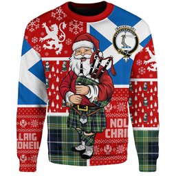 ScotsTee Shop Scottish MacKellar Modern Clan Badge Tartan Ugly Christmas Knitted Sweater Scotland Christmas Santa