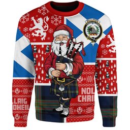 ScotsTee Shop Scottish MacLaren of Broich Modern Clan Badge Tartan Ugly Christmas Knitted Sweater Scotland Christmas Santa