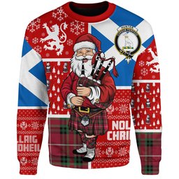 ScotsTee Shop Scottish Hunter of Bute (Michael Maroon) Modern Clan Badge Tartan Ugly Christmas Knitted Sweater Scotland Christmas Santa