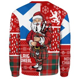 ScotsTee Shop Scottish MacDonald of Glenaladale (Donald of Glenaladale) 2006 Modern Clan Badge Tartan Ugly Christmas Knitted Sweater Scotland Christmas Santa
