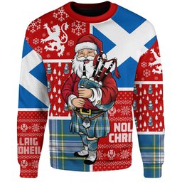 ScotsTee Shop Scottish Maver Dress Ancient Clan Badge Tartan Ugly Christmas Knitted Sweater Scotland Christmas Santa