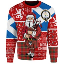 ScotsTee Shop Scottish Murray Plaid Artifact Modern Clan Badge Tartan Ugly Christmas Knitted Sweater Scotland Christmas Santa