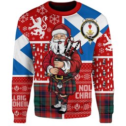 ScotsTee Shop Scottish Rattray of Lude Modern Clan Badge Tartan Ugly Christmas Knitted Sweater Scotland Christmas Santa