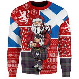 ScotsTee Shop Scottish Murray Weathered Clan Badge Tartan Ugly Christmas Knitted Sweater Scotland Christmas Santa