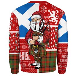 ScotsTee Shop Scottish MacNeish Ancient Clan Badge Tartan Ugly Christmas Knitted Sweater Scotland Christmas Santa