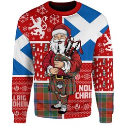 ScotsTee Shop Scottish Murray of Abercairney Ancient Clan Badge Tartan Ugly Christmas Knitted Sweater Scotland Christmas Santa