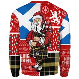 ScotsTee Shop Scottish Raeburn Ancient Clan Badge Tartan Ugly Christmas Knitted Sweater Scotland Christmas Santa