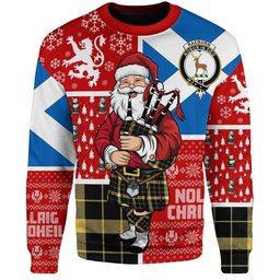 ScotsTee Shop Scottish Raeburn Ancient Clan Badge Tartan Ugly Christmas Knitted Sweater Scotland Christmas Santa
