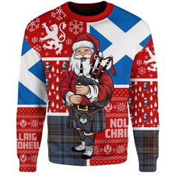 ScotsTee Shop Scottish Renton Modern Clan Badge Tartan Ugly Christmas Knitted Sweater Scotland Christmas Santa