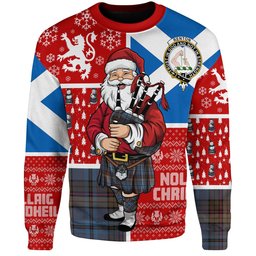 ScotsTee Shop Scottish Renton Modern Clan Badge Tartan Ugly Christmas Knitted Sweater Scotland Christmas Santa