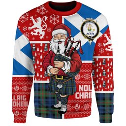 ScotsTee Shop Scottish Murray Modern Clan Badge Tartan Ugly Christmas Knitted Sweater Scotland Christmas Santa