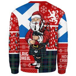 ScotsTee Shop Scottish Murray of Atholl variation (Murray of Atholl; variation) Modern Clan Badge Tartan Ugly Christmas Knitted Sweater Scotland Christmas Santa