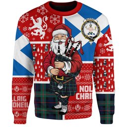 ScotsTee Shop Scottish Murray of Atholl variation (Murray of Atholl; variation) Modern Clan Badge Tartan Ugly Christmas Knitted Sweater Scotland Christmas Santa