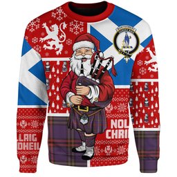 ScotsTee Shop Scottish Montgomery Weathered Clan Badge Tartan Ugly Christmas Knitted Sweater Scotland Christmas Santa
