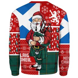 ScotsTee Shop Scottish Marr Modern Clan Badge Tartan Ugly Christmas Knitted Sweater Scotland Christmas Santa