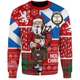 ScotsTee Shop Scottish McCulloch Clan Badge Tartan Ugly Christmas Knitted Sweater Scotland Christmas Santa