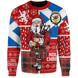 ScotsTee Shop Scottish Marjoribanks Weathered Clan Badge Tartan Ugly Christmas Knitted Sweater Scotland Christmas Santa