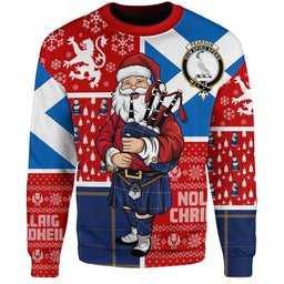 ScotsTee Shop Scottish Pearson Modern Clan Badge Tartan Ugly Christmas Knitted Sweater Scotland Christmas Santa