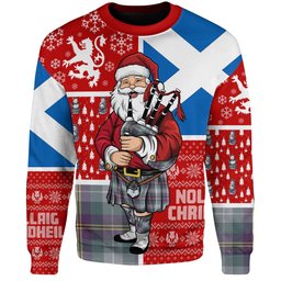 ScotsTee Shop Scottish Porteous Weathered Clan Badge Tartan Ugly Christmas Knitted Sweater Scotland Christmas Santa