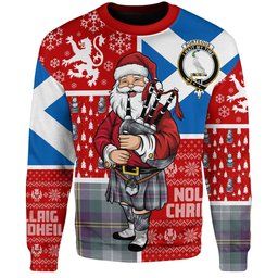 ScotsTee Shop Scottish Porteous Weathered Clan Badge Tartan Ugly Christmas Knitted Sweater Scotland Christmas Santa