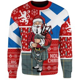 ScotsTee Shop Scottish Pearson Weathered Clan Badge Tartan Ugly Christmas Knitted Sweater Scotland Christmas Santa