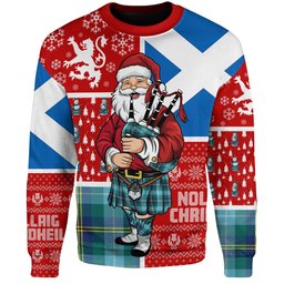 ScotsTee Shop Scottish Porteous Modern Clan Badge Tartan Ugly Christmas Knitted Sweater Scotland Christmas Santa