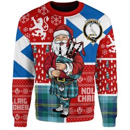 ScotsTee Shop Scottish Porteous Modern Clan Badge Tartan Ugly Christmas Knitted Sweater Scotland Christmas Santa