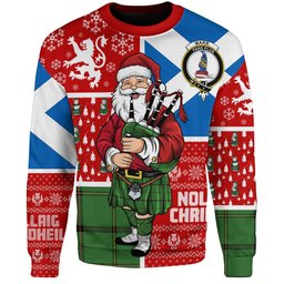 ScotsTee Shop Scottish Marr Ancient Clan Badge Tartan Ugly Christmas Knitted Sweater Scotland Christmas Santa