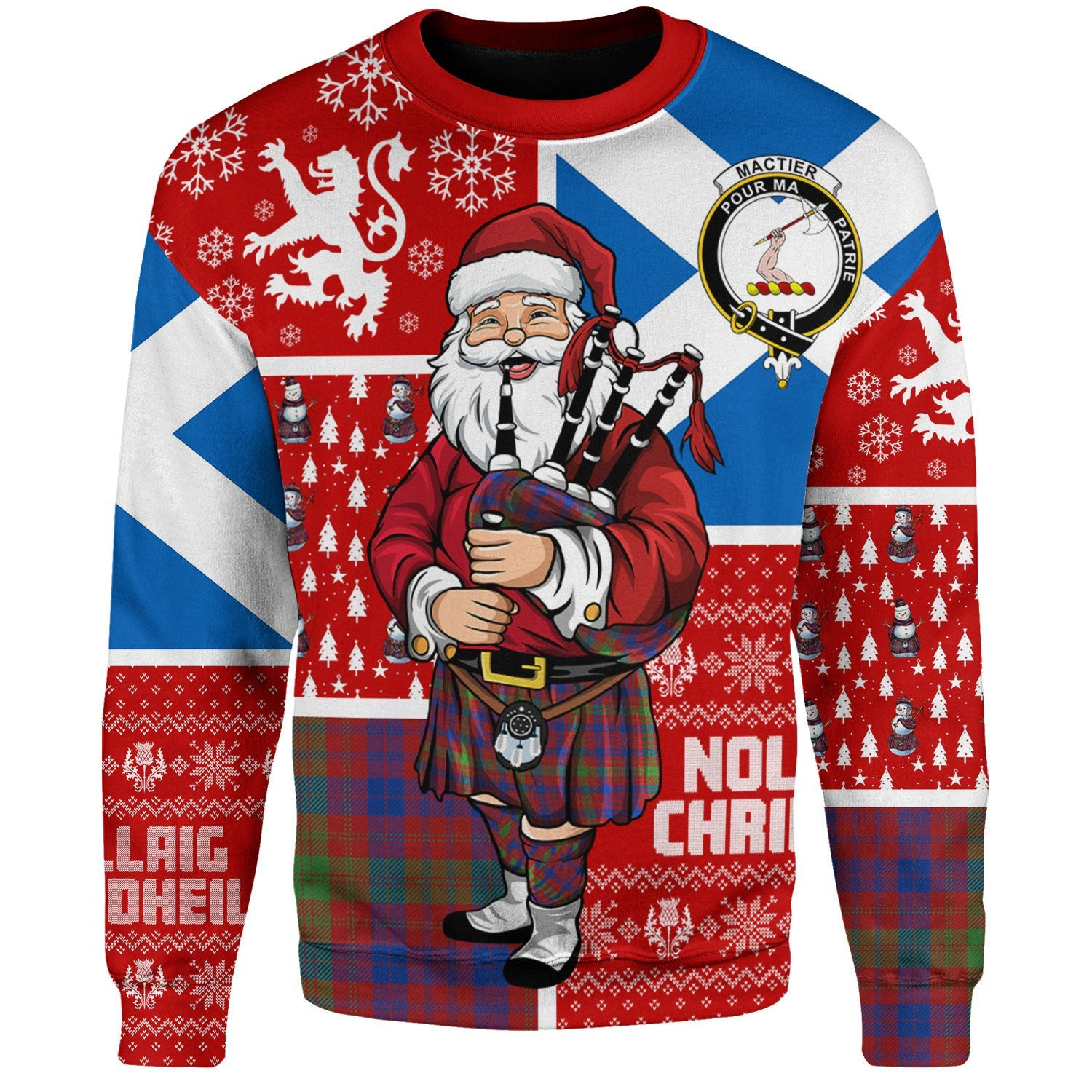 ScotsTee Shop Scottish MacTier Modern Clan Badge Tartan Ugly Christmas Knitted Sweater Scotland Christmas Santa