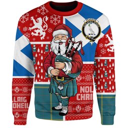 ScotsTee Shop Scottish Pearson Ancient Clan Badge Tartan Ugly Christmas Knitted Sweater Scotland Christmas Santa