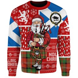 ScotsTee Shop Scottish Nisbet (Nisbit) Ancient Clan Badge Tartan Ugly Christmas Knitted Sweater Scotland Christmas Santa
