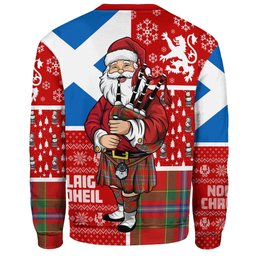 ScotsTee Shop Scottish Stewart of Fingask Modern Clan Badge Tartan Ugly Christmas Knitted Sweater Scotland Christmas Santa