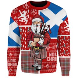 ScotsTee Shop Scottish Ritchie Weathered Clan Badge Tartan Ugly Christmas Knitted Sweater Scotland Christmas Santa