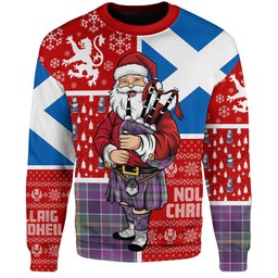 ScotsTee Shop Scottish Yule Weathered Clan Badge Tartan Ugly Christmas Knitted Sweater Scotland Christmas Santa