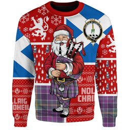 ScotsTee Shop Scottish Yule Weathered Clan Badge Tartan Ugly Christmas Knitted Sweater Scotland Christmas Santa
