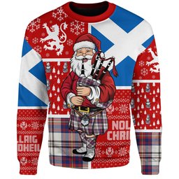 ScotsTee Shop Scottish Walker Dress Modern Clan Badge Tartan Ugly Christmas Knitted Sweater Scotland Christmas Santa