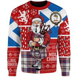 ScotsTee Shop Scottish Walker Dress Modern Clan Badge Tartan Ugly Christmas Knitted Sweater Scotland Christmas Santa