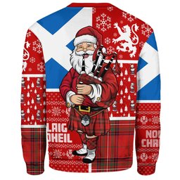ScotsTee Shop Scottish Stewart of Rothesay Modern Clan Badge Tartan Ugly Christmas Knitted Sweater Scotland Christmas Santa