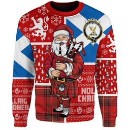 ScotsTee Shop Scottish Stewart of Rothesay Modern Clan Badge Tartan Ugly Christmas Knitted Sweater Scotland Christmas Santa