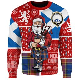 ScotsTee Shop Scottish Traill (Trayle) Modern Clan Badge Tartan Ugly Christmas Knitted Sweater Scotland Christmas Santa