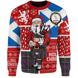 ScotsTee Shop Scottish Syme Weathered Clan Badge Tartan Ugly Christmas Knitted Sweater Scotland Christmas Santa