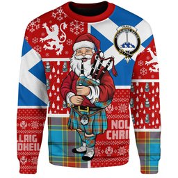 ScotsTee Shop Scottish Traill (Trayle) Weathered Clan Badge Tartan Ugly Christmas Knitted Sweater Scotland Christmas Santa