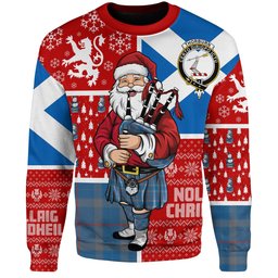 ScotsTee Shop Scottish Thorburn (Thurburn) Ancient Clan Badge Tartan Ugly Christmas Knitted Sweater Scotland Christmas Santa