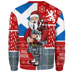 ScotsTee Shop Scottish Thorburn (Thurburn) Weathered Clan Badge Tartan Ugly Christmas Knitted Sweater Scotland Christmas Santa