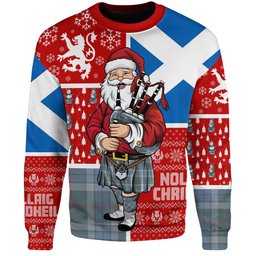 ScotsTee Shop Scottish Thorburn (Thurburn) Weathered Clan Badge Tartan Ugly Christmas Knitted Sweater Scotland Christmas Santa