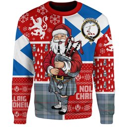 ScotsTee Shop Scottish Thorburn (Thurburn) Weathered Clan Badge Tartan Ugly Christmas Knitted Sweater Scotland Christmas Santa