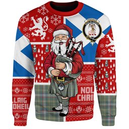ScotsTee Shop Scottish Toshach Weathered Clan Badge Tartan Ugly Christmas Knitted Sweater Scotland Christmas Santa