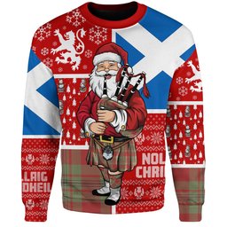 ScotsTee Shop Scottish Strang Weathered Clan Badge Tartan Ugly Christmas Knitted Sweater Scotland Christmas Santa