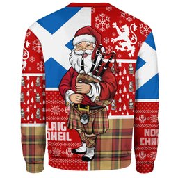 ScotsTee Shop Scottish Scrimgeour of Glassary Weathered Clan Badge Tartan Ugly Christmas Knitted Sweater Scotland Christmas Santa