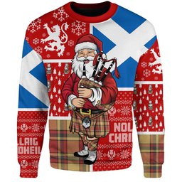 ScotsTee Shop Scottish Scrimgeour of Glassary Weathered Clan Badge Tartan Ugly Christmas Knitted Sweater Scotland Christmas Santa